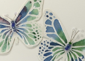 watercolour butterflies closeup