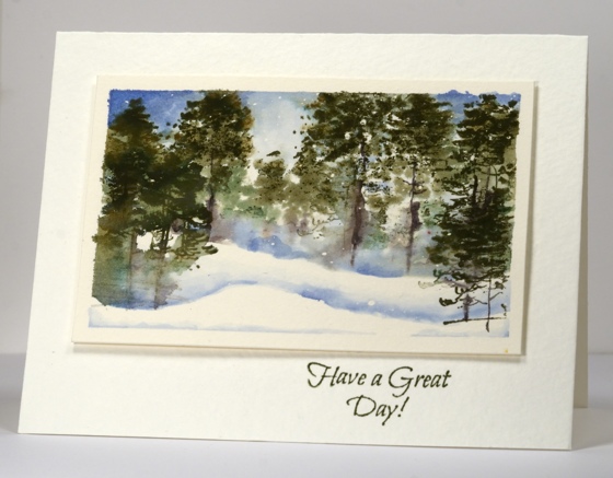 Winter forest watercolour Heather Telford