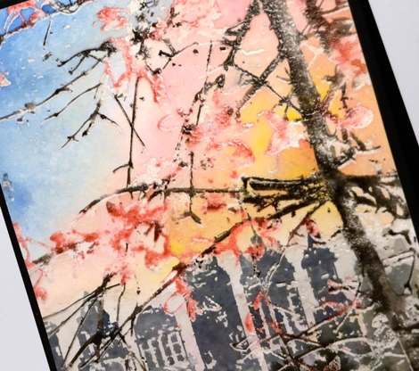 City in spring closeup