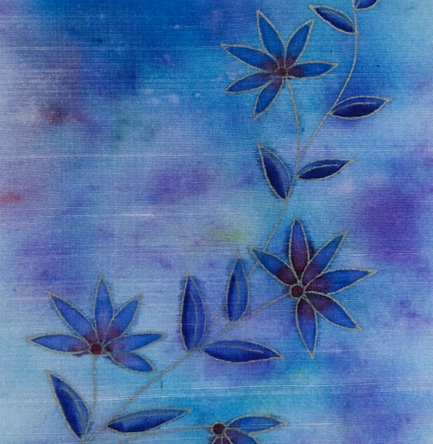 blue on silk closeup Heather Telford